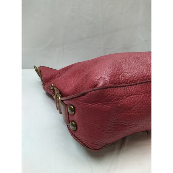 Lucky Brand Red Pebbled Leather Hobo Shoulder Bag - Picture 15 of 16